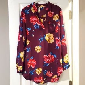 EUC Lara Flowy Floral Semi Sheer Blouse